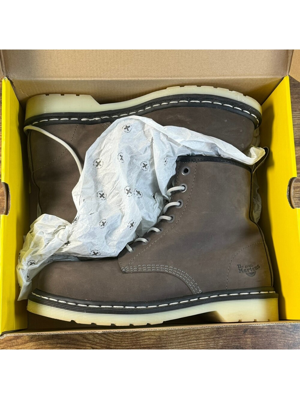 Dr Martens Maple ST Women's Sz 10 Grey Steel Toe Work Boots Lightly Worn